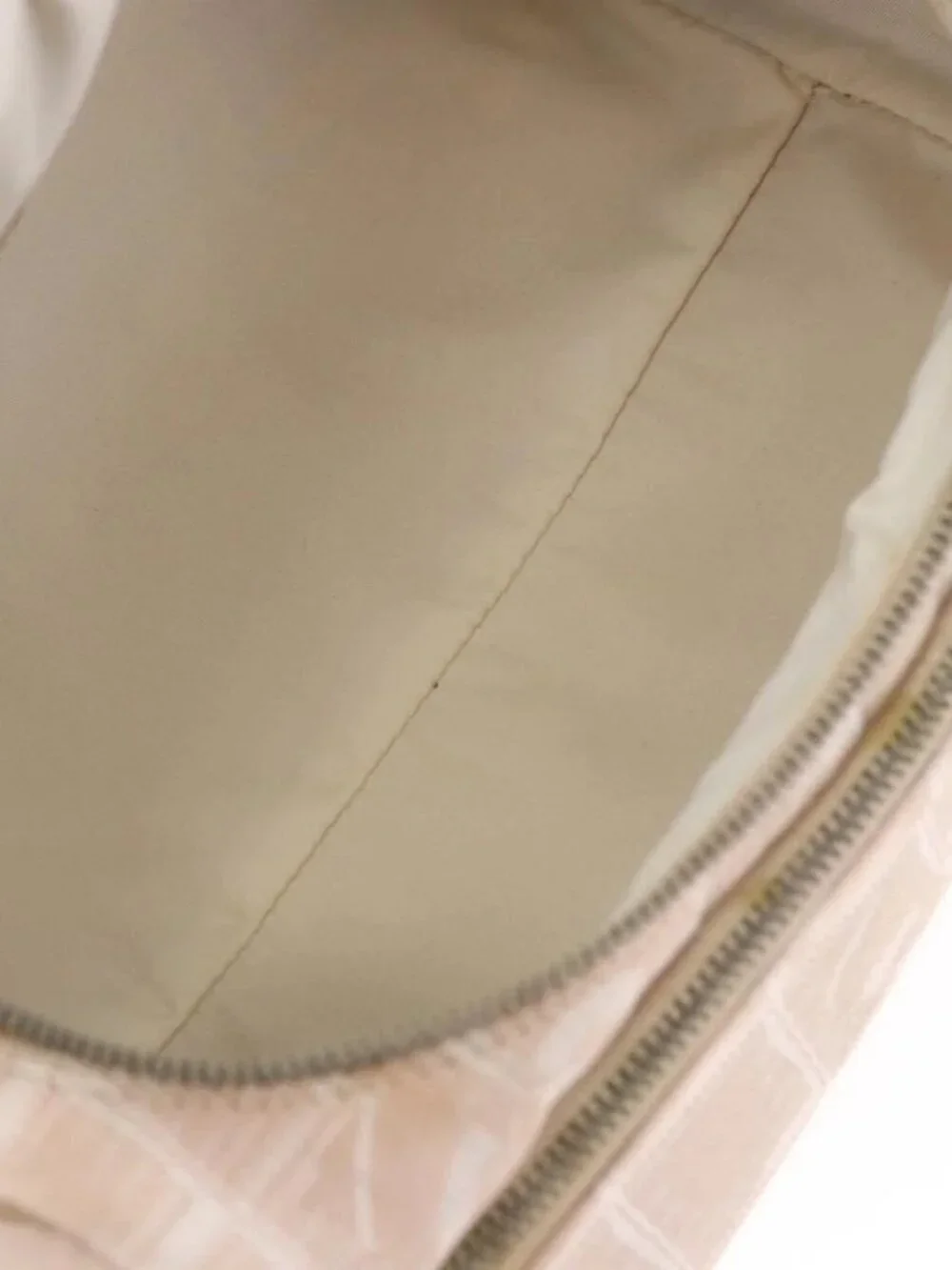 CHANEL New Travel Line Hand Bag Canvas Beige Silver CC Auth 183877